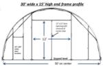 30'Wx60'Lx15'H enclosed fabric building